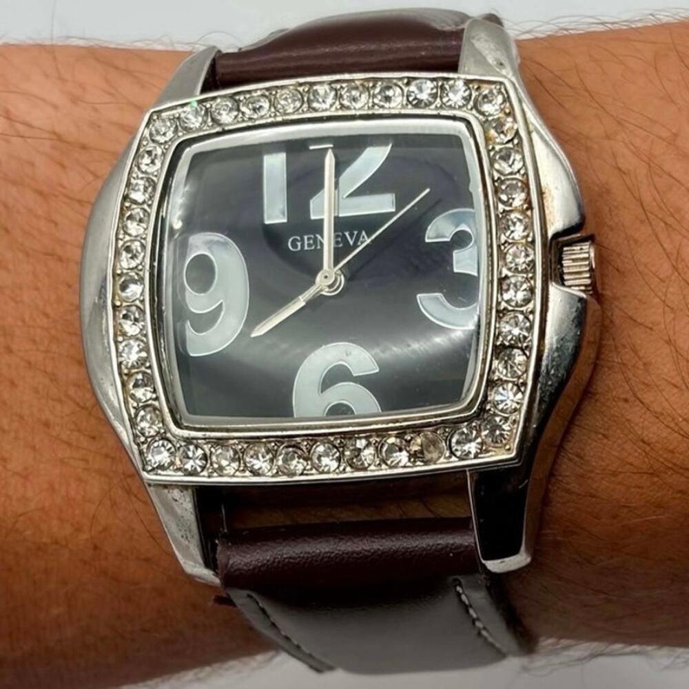 Silver & Brown Geneva Men's Watch